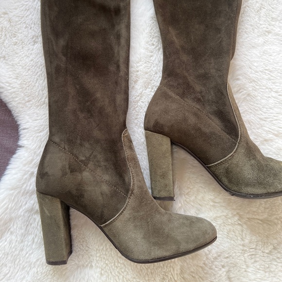 NEW Dune London Sibyl Thigh High Suede Heeled Over The Knee Boots 38/7.5-8 Green - Picture 4 of 16